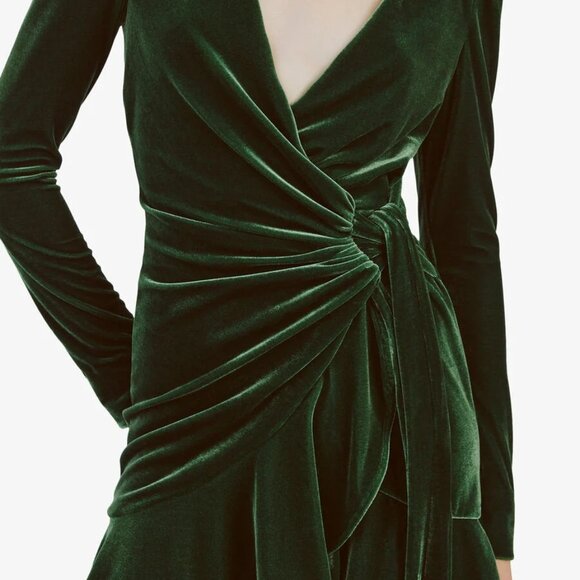 BARDOT Keala Velvet Faux Wrap Cocktail Minidress In Green SZ M NWT - Picture 4 of 16